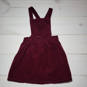 Girl's Corduroy Overall Dress Cotton Burgundy Maroon Christmas Holiday